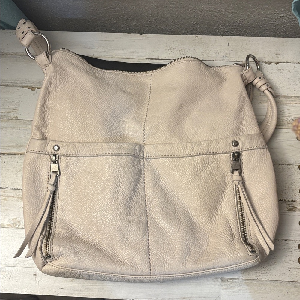 The Sak Pebbled Leather Shoulder Bag in Off-White